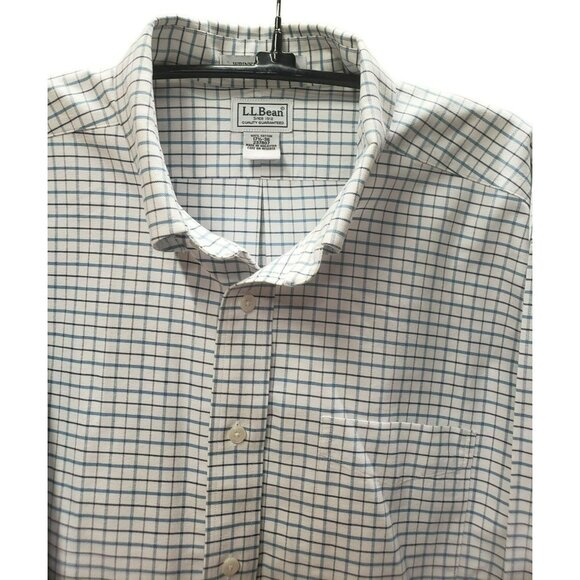 L.L. Bean Plaid Wrinkle-Resistant Button-Down Shirt 100% Cotton Size 17.5-36 - Picture 3 of 8